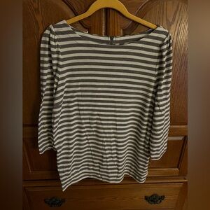 LOFT Blue and White Boxy 3/4 Sleeve Blouse